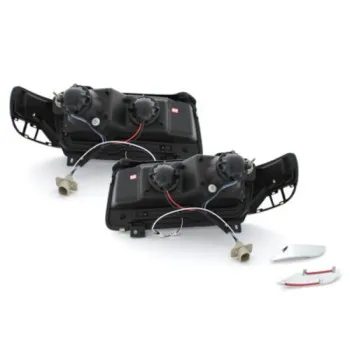 Φανάρια εμπρός Vw Passat Β4 (1993-1996) led - μαύρα , με λάμπες (Η1) - σετ 2τμχ.