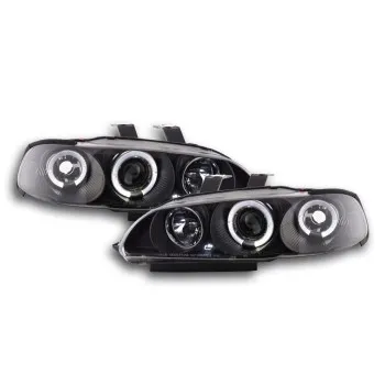Φανάρια εμπρός Honda Civic sedan (1992-1995) angel eyes - μαύρα , με λάμπες (Η1) - σετ 2τμχ.