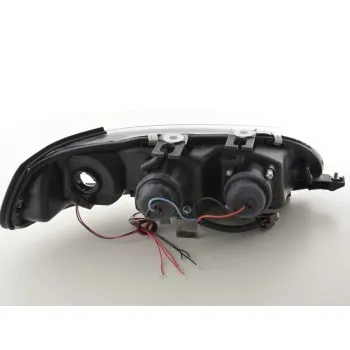 Φανάρια εμπρός Honda Civic 2/3 πορτο (1992-1995) angel eyes - chrome , με λάμπες (Η1) - σετ 2τμχ.