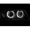 Φανάρια εμπρός Vw Passat 3Β/B5 (1997-2000) angel eyes - μαύρα , χωρίς λάμπες (Η7) - σετ 2τμχ.