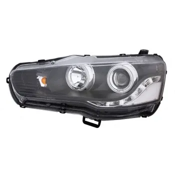Φανάρια εμπρός Mitsubishi Lancer (2008-2013) led angel eyes - black , με λάμπες (Η1) - σετ 2τμχ.