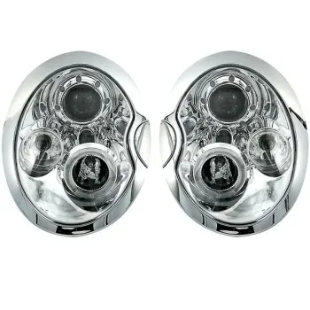 Φανάρια εμπρός Mini Cooper (2002-2004) angel eyes- chrome , με λάμπες (Η1) - σετ 2τμχ.