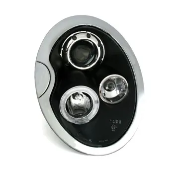 Φανάρια εμπρός Mini Cooper (2002-2004) angel eyes - μαύρα , με λάμπες (Η1) - σετ 2τμχ.