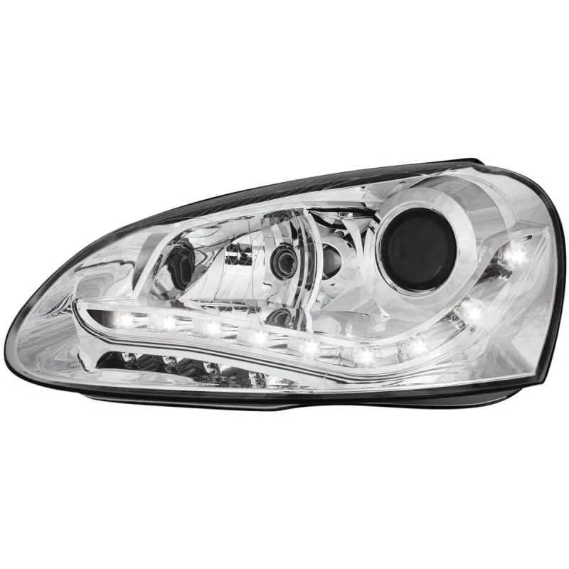 Φανάρια εμπρός Vw Golf 5 led εργοστασιακά xenon , chrome , χωρίς λάμπες (Η7) - σετ 2τμχ.
