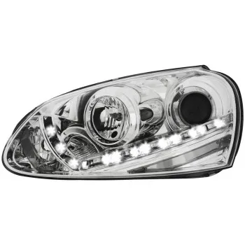 Φανάρια εμπρός Vw Golf 5 led εργοστασιακά xenon , chrome με λάμπες (D2S) - σετ 2τμχ.