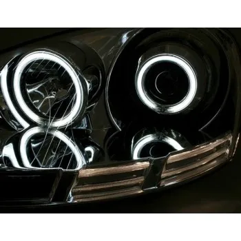 Φανάρια εμπρός VW Golf 5 angel eyes - μαύρα με λάμπες (Η1) - σετ 2τμχ.