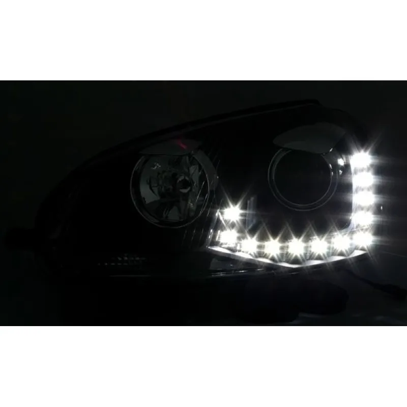 Φανάρια εμπρός VW Golf 5 , μαύρα , με λάμπες (Η1) led - σετ 2τμχ.