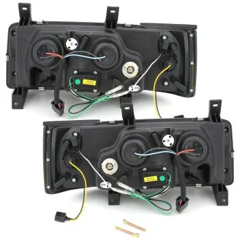 Φανάρια εμπρός Vw Transporter T4 (1990-2003) led , black , με λάμπες (Η1) - σετ 2τμχ.