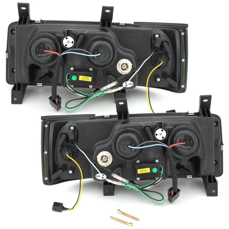 Φανάρια εμπρός Vw Transporter T4 (1990-2003) led , black , με λάμπες (Η1) - σετ 2τμχ.