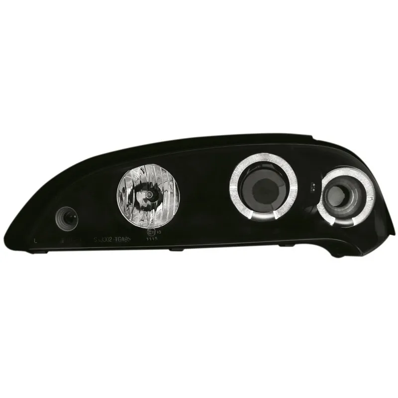 Φανάρια εμπρός Opel Tigra (1991-2000) angel eyes - μαύρα , με λάμπες (Η1) - σετ 2τμχ.