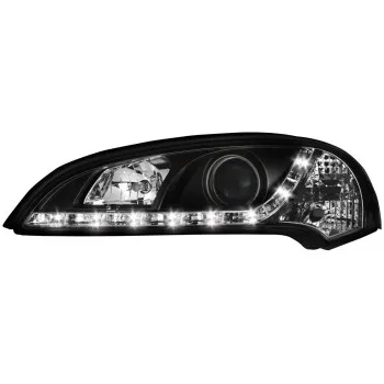 Φανάρια εμπρός Opel Tigra (1991-2000) led - μαύρα , με λάμπες (Η1) - σετ 2τμχ.