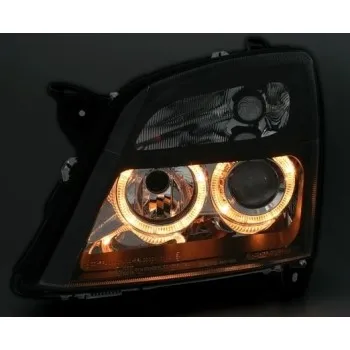 Φανάρια εμπρός Opel Vectra C (2002-2005) angel eyes - μαύρα , χωρίς λάμπες (Η7) - σετ 2τμχ.