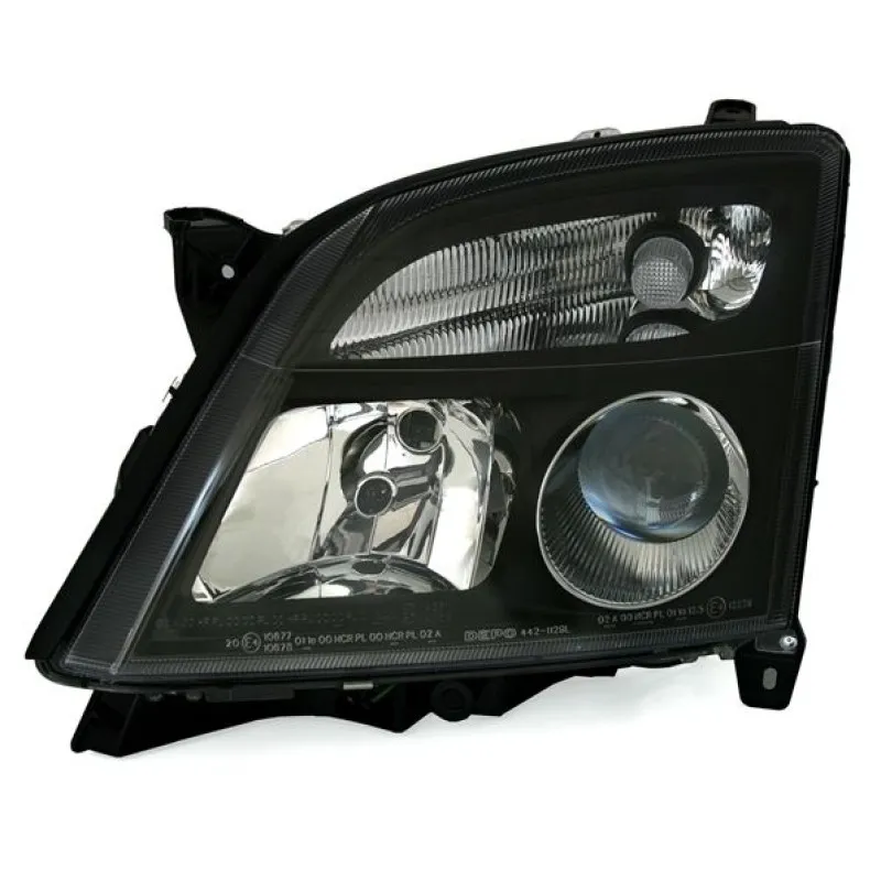 Φανάρια εμπρός Opel Vectra C / Signum (2002-2005) - μαύρα , με λάμπες (Η1) - σετ 2τμχ.