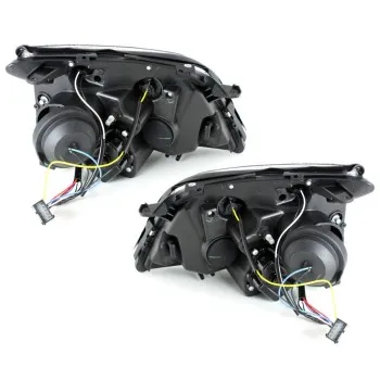 Φανάρια εμπρός Opel Vectra C (2002-2005) led - μαύρα , με λάμπες (Η1) - σετ 2τμχ.