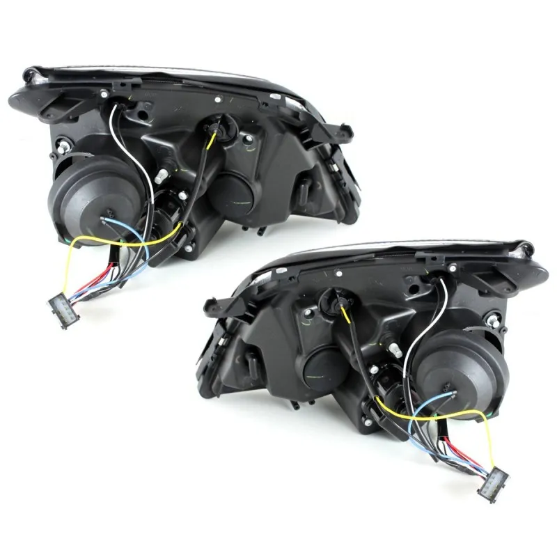 Φανάρια εμπρός Opel Vectra C (2002-2005) led - μαύρα , με λάμπες (Η1) - σετ 2τμχ.