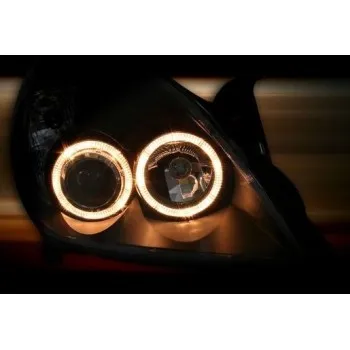 Φανάρια εμπρός Opel Vectra C / Signum (2005-2009) angel eyes - μαύρα , χωρίς λάμπες (Η7) - σετ 2τμχ.