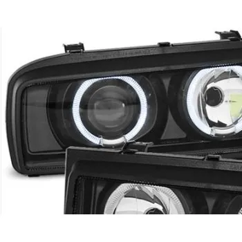 Φανάρια εμπρός Vw Corrado angel eyes - μαύρα , χωρίς λάμπες (Η7) - σετ 2τμχ.