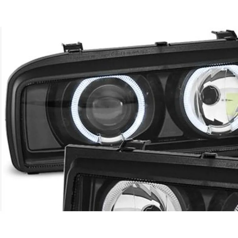 Φανάρια εμπρός Vw Corrado angel eyes - μαύρα , χωρίς λάμπες (Η7) - σετ 2τμχ.