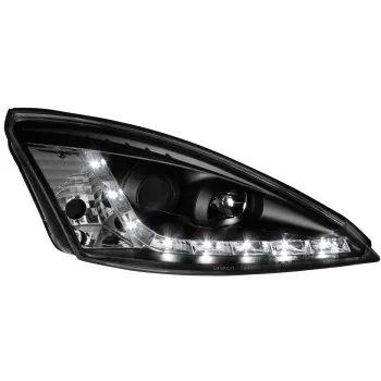 Φανάρια εμπρός Ford Focus (1998-2001) led - black, με λάμπες (Η1) - σετ 2τμχ.