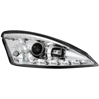 Φανάρια εμπρός Ford Focus (1998-2001) Devil eyes led - chrome , με λάμπες (Η1) - σετ 2τμχ.