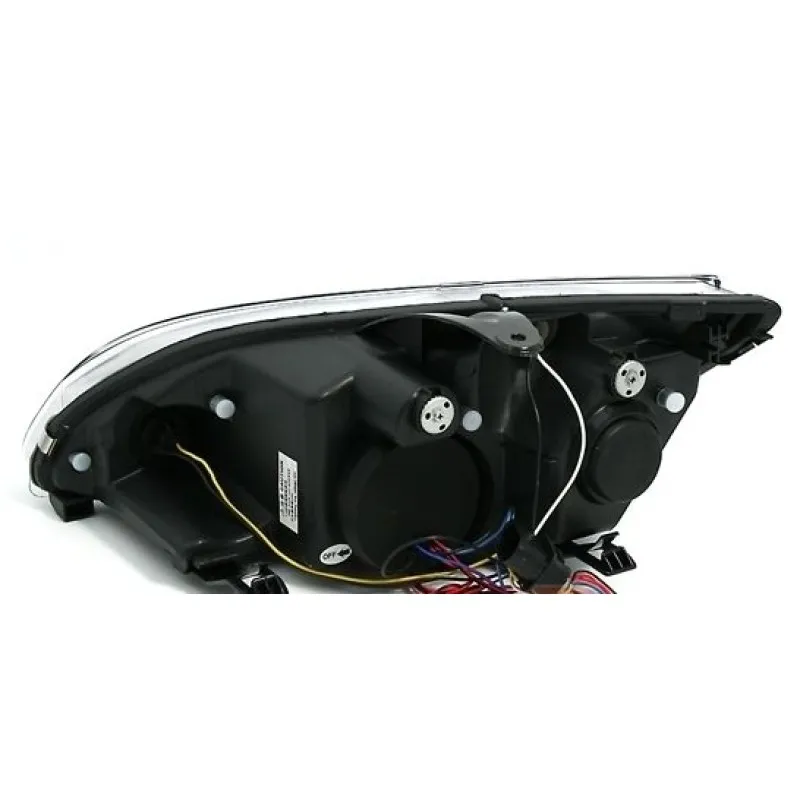 Φανάρια εμπρός Ford Focus (2005-2008) angel eyes - μαύρα , με λάμπες (Η1) - σετ 2τμχ.