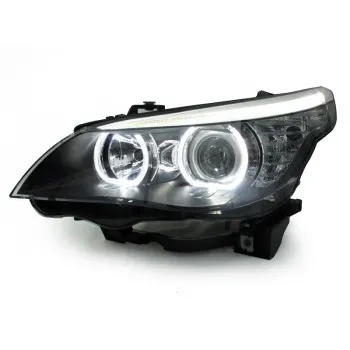 Φανάρια εμπρός led BMW E60 (2003-2007) angel eyes - μαύρα , χωρίς λάμπες (Η7) - σετ 2τμχ.