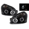 Φανάρια εμπρός Hyundai Tucson (2004-2010) angel eyes - μαύρα , με λάμπες (Η1) - σετ 2τμχ.