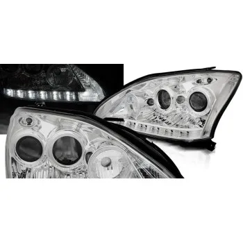Φανάρια εμπρός Lexus RX330/350 (2003-2008) led - chrome , με λάμπες (Η1) - σετ 2τμχ.