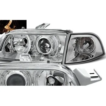 Φανάρια εμπρός Fiat Punto (1993-1999) angel eyes - chrome , χωρίς λάμπες (Η7) - σετ 2τμχ.