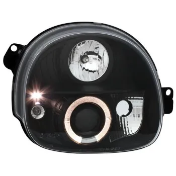 Φανάρια εμπρός Renault Twingo (1992-2006) angel eyes - μαύρα , με λάμπες (Η1) - σετ 2τμχ.