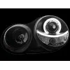 Φανάρια εμπρός Vw Polo 9N (2001-2005) angel eyes - μαύρα , χωρίς λάμπες (Η7) - σετ 2τμχ.