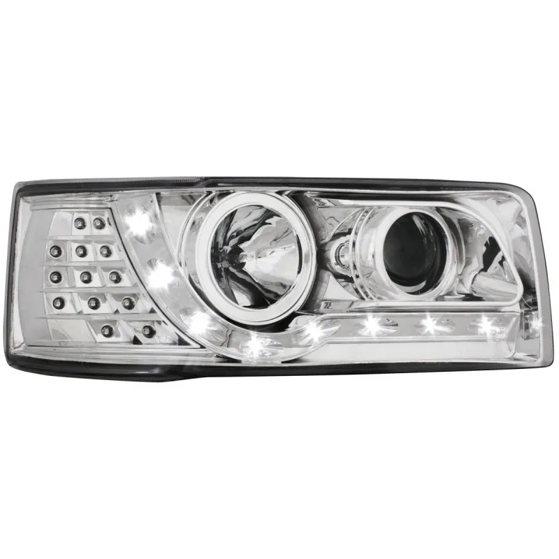 Φανάρια εμπρός Vw Transporter T4 (1990-2003) led , chrome , με λάμπες (Η1) - σετ 2τμχ.
