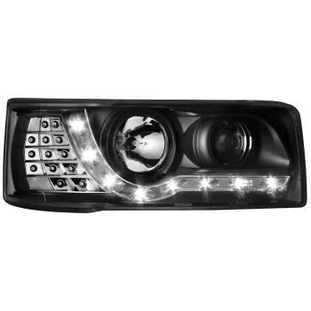 Φανάρια εμπρός Vw Transporter T4 (1990-2003) led , μαύρα , με λάμπες (Η1) - σετ 2τμχ.
