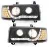 Φανάρια εμπρός Vw Transporter T4 (1990-2003) led , μαύρα , με λάμπες (Η1) - σετ 2τμχ.