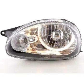 Φανάρια εμπρός Opel Corsa B (1993-2001) angel eyes - chrome , χωρίς λάμπες (Η7) - σετ 2τμχ.