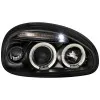 Φανάρια εμπρός Opel Corsa B (1993-2001) angel eyes - μαύρα , με λάμπες (Η1) - σετ 2τμχ.