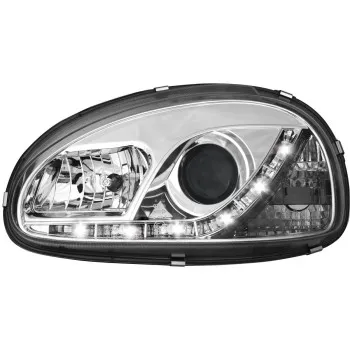 Φανάρια εμπρός Opel Corsa B (1993-2001) led - chrome , με λάμπες (Η1) - σετ 2τμχ.