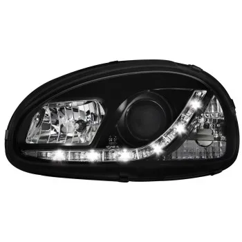 Φανάρια εμπρός Opel Corsa B (1993-2001) led - μαύρα , με λάμπες (Η1) - σετ 2τμχ.