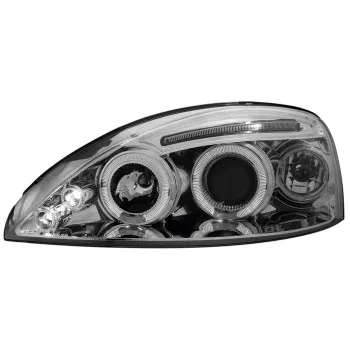 Φανάρια εμπρός Opel Corsa C (2001-2006) angel eyes - chrome , με λάμπες (Η1) - σετ 2τμχ.