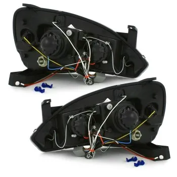 Φανάρια εμπρός Opel Corsa C (2001-2006) angel eyes - black , με λάμπες (Η1) - σετ 2τμχ.
