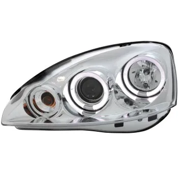 Φανάρια εμπρός Opel Corsa C (2001-2006) angel eyes - χρωμίου , με λάμπες (Η1) - σετ 2τμχ.