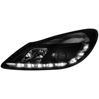 Φανάρια εμπρός Opel Corsa D (2006-2010) led - black , με λάμπες (Η1) - σετ 2τμχ.