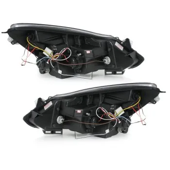 Φανάρια εμπρός Opel Corsa D (2006-2010) led - μαύρα , με λάμπες (Η1) - σετ 2τμχ.
