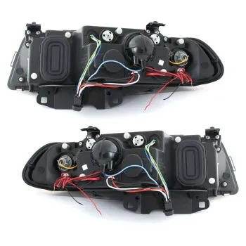 Φανάρια εμπρός BMW E38 (1994-1998) angel eyes - chrome , με λάμπες (Η1) - σετ 2τμχ.