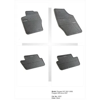 Λαστιχένια πατάκια PEUGEOT 307 (2001-2008) / PEUGEOT 308 (2007-2013) / CITROEN C4 (2004-2015) - 4τμχ.