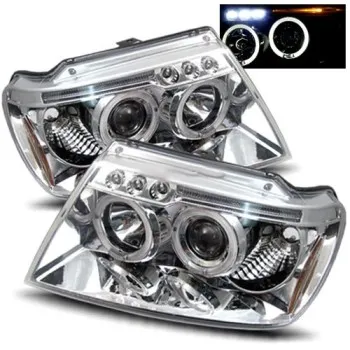Φανάρια εμπρός Jeep Grand Cherokee (1999-2005) led angel eyes, με λάμπες (Η1) - σετ 2τμχ.