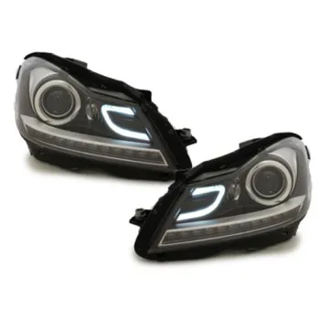 Φανάρια εμπρός Mercedes C-CLASS W204 (2011-2014) led lightbar , με λάμπες (Η1) - σετ 2τμχ.