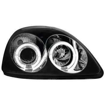 Φανάρια εμπρός Toyota Yaris (1998-2003) angel eyes - μαύρα , με λάμπες (Η1) - σετ 2τμχ.
