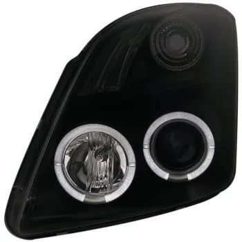 Φανάρια εμπρός Suzuki Swift (2005-2010) angel eyes - μαύρα , με λάμπες (Η1) - σετ 2τμχ.