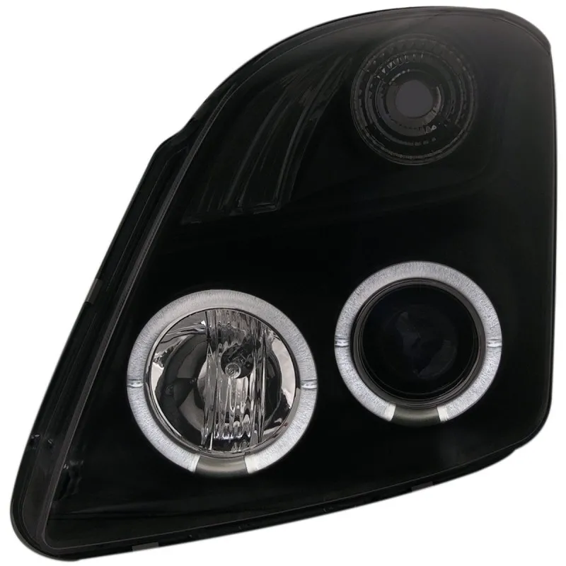 Φανάρια εμπρός Suzuki Swift (2005-2010) angel eyes - μαύρα , με λάμπες (Η1) - σετ 2τμχ.